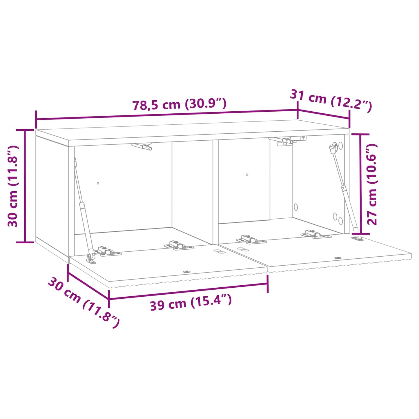 vidaXL Wall-Mounted TV Cabinet 78.5 x 31 x 30 cm Smoked Oak