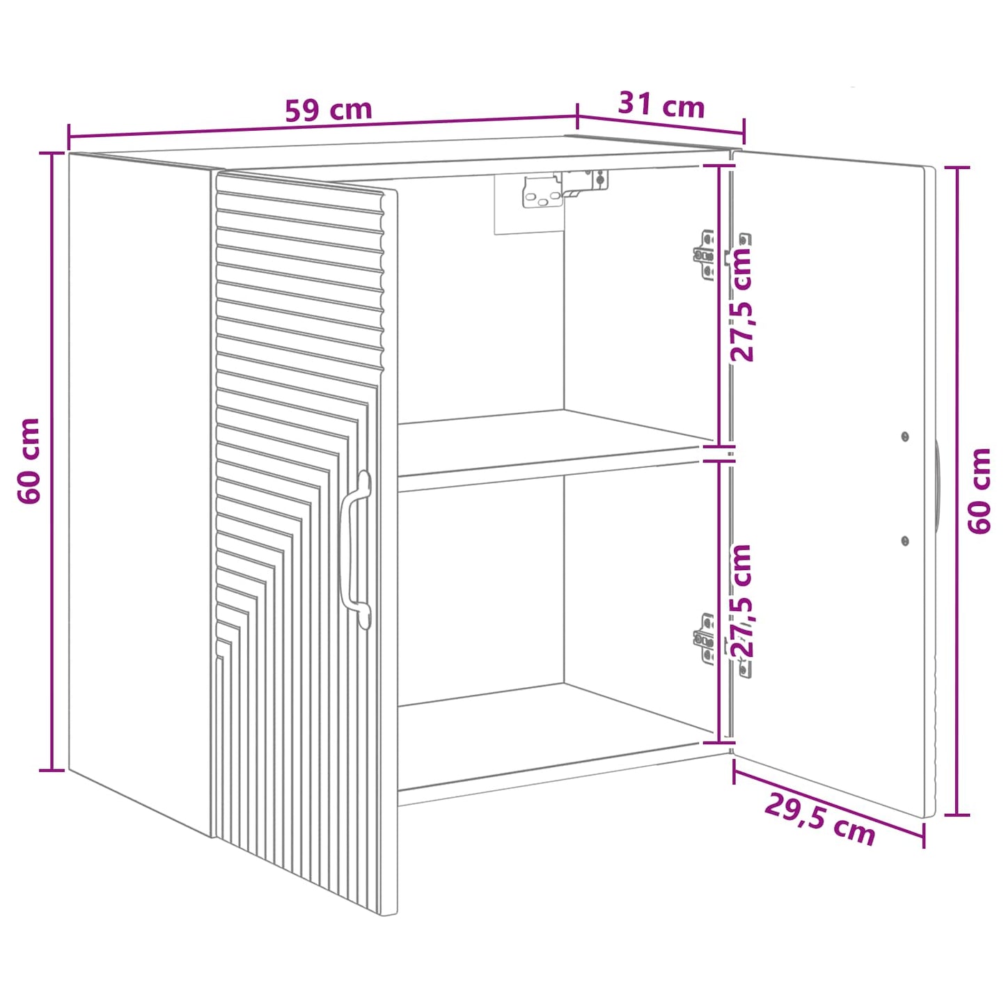 vidaXL Wall-Mounted Cabinet Grey Sonoma 59 x 31 x 60 cm