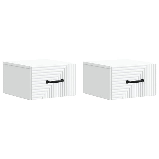 vidaXL Wall-Mounted Bedside Cabinet 2 pcs White 34.5 x 33 x 20 cm