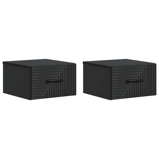 vidaXL Wall-Mounted Bedside Cabinet 2 pcs Black 34.5 x 33 x 20 cm