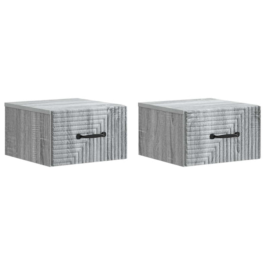 vidaXL Wall-Mounted Bedside Cabinet 2 pcs Grey Sonoma Engineered Wood