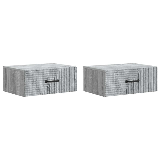 vidaXL Wall-Mounted Bedside Cabinet 2 pcs Grey Sonoma Engineered Wood