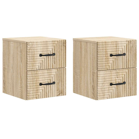 vidaXL Wall-Mounted Bedside Cabinet 2 pcs Sonoma Oak 34.5 x 33 x 40 cm