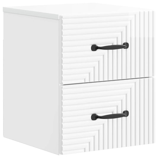 vidaXL Wall-Mounted Bedside Cabinet High Gloss White 34.5 x 33 x 40 cm