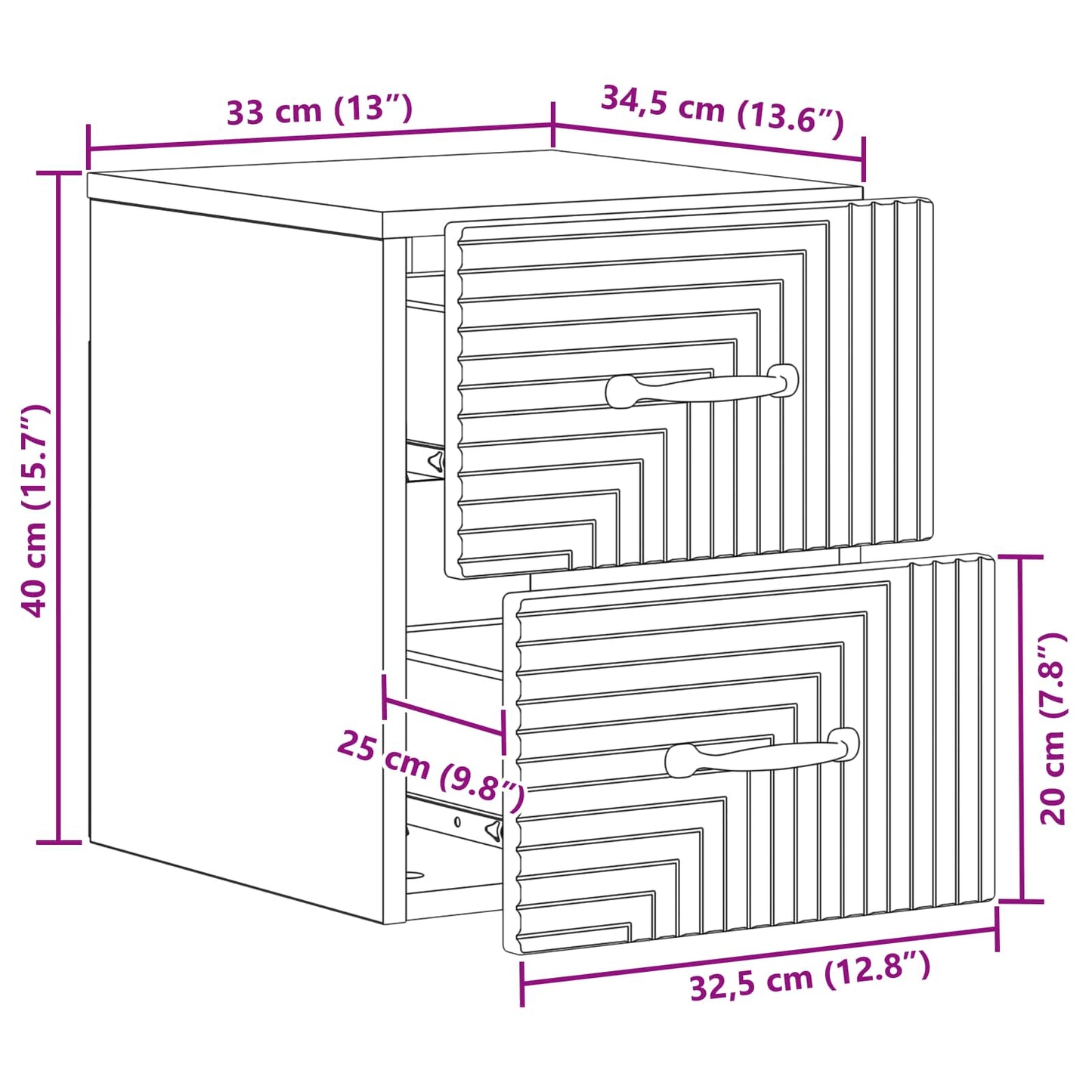 vidaXL Wall-Mounted Bedside Cabinet Smoked Oak 34.5 x 33 x 40 cm