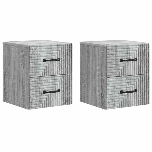 vidaXL Wall-Mounted Bedside Cabinet 2 pcs Grey Sonoma Engineered Wood