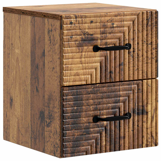 vidaXL Wall-Mounted Bedside Cabinet Old Wood 34.5 x 33 x 40 cm