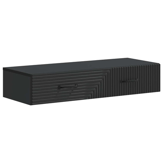 vidaXL Wall-Mounted Side Table Wall-mounted Black 87.5 x 34.5 x 17 cm