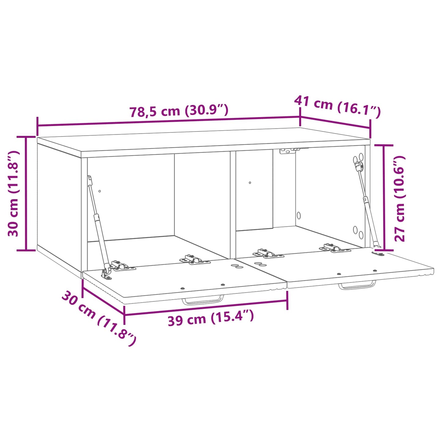 vidaXL Wall-Mounted TV Cabinet Black 78.5 x 41 x 30 cm Engineered Wood