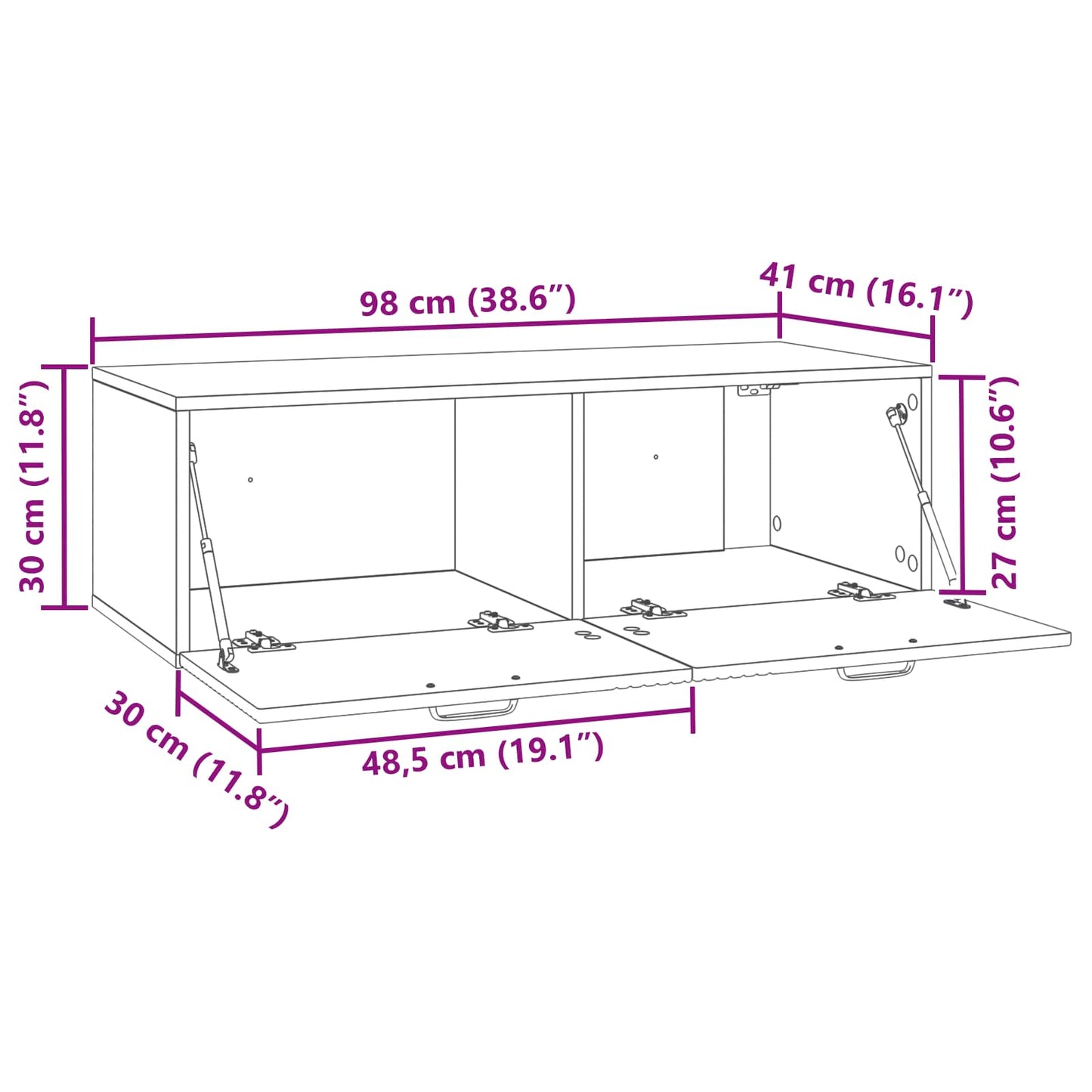vidaXL Wall-Mounted TV Cabinet Concrete Grey 98 x 41 x 30 cm