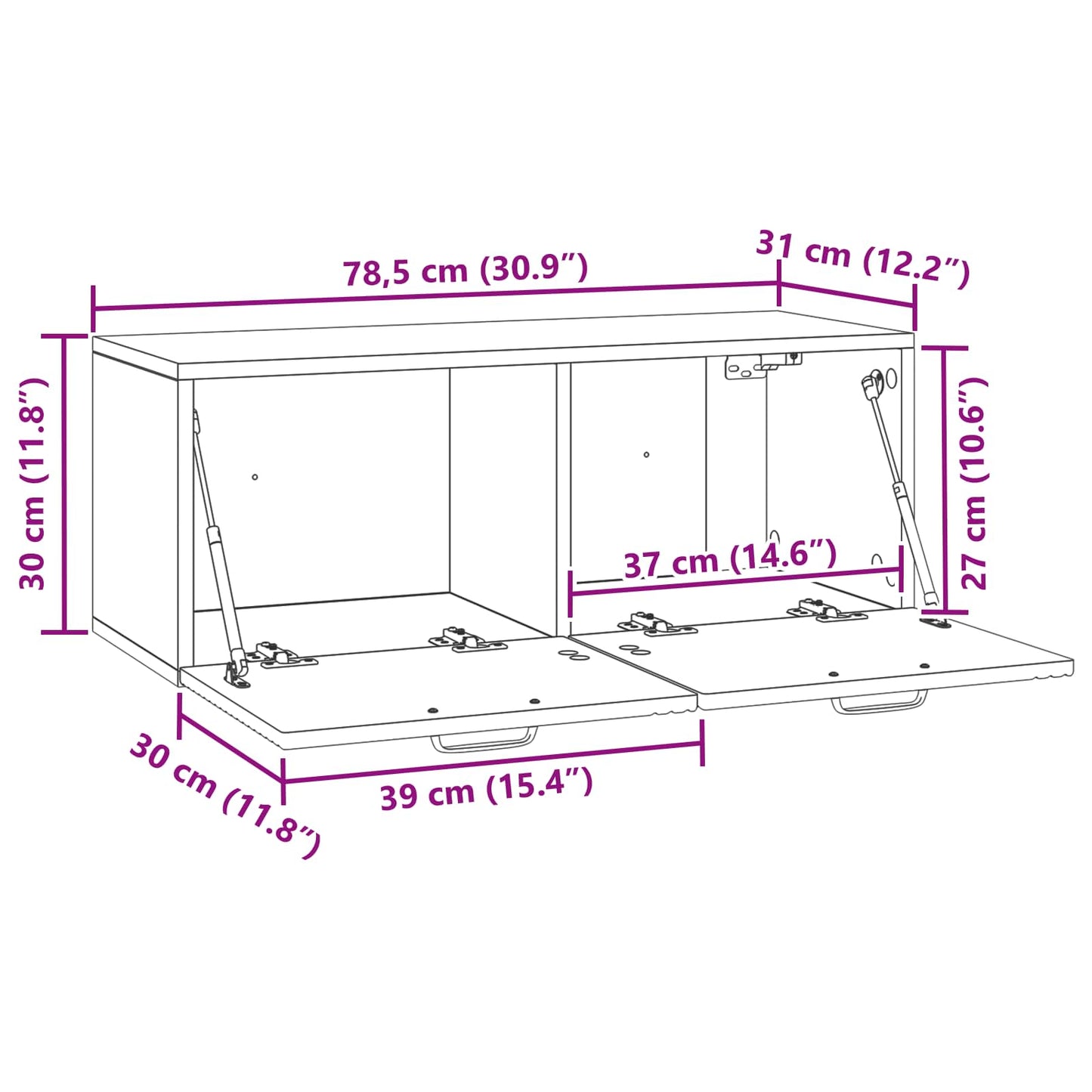 vidaXL Wall-Mounted TV Cabinet White 78.5 x 31 x 30 cm Engineered Wood
