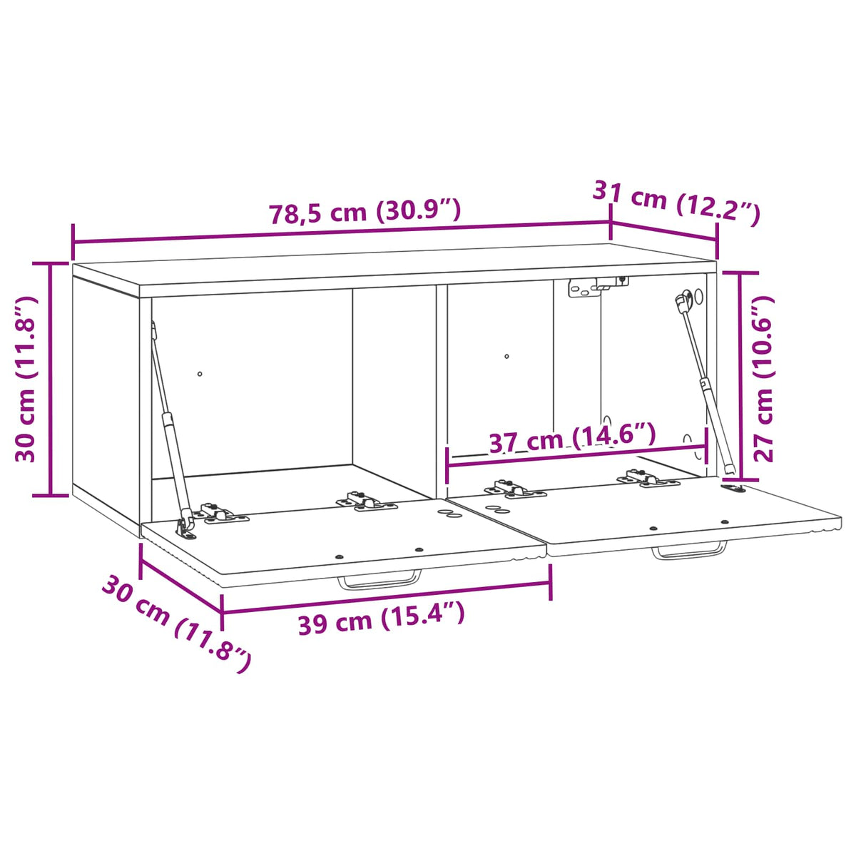 vidaXL Wall-Mounted TV Cabinet Wall-mounted Old Wood 78.5 x 31 x 30 cm