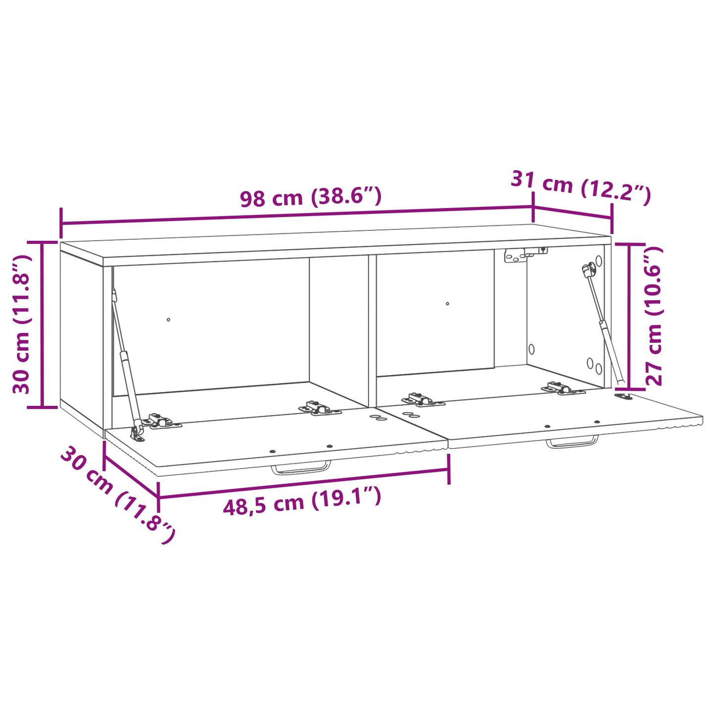 vidaXL Wall-Mounted TV Cabinet Wall-mounted Old Wood 98 x 31 x 30 cm
