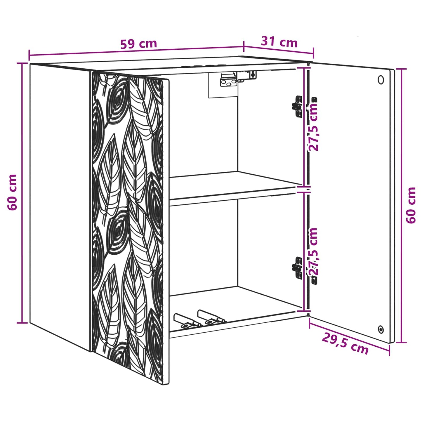 vidaXL Wall-Mounted Cabinet 59 x 31 x 60 cm Engineered Wood Black