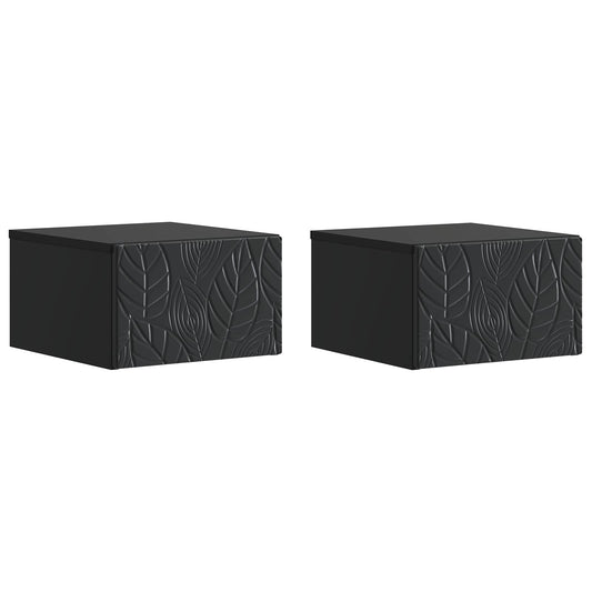 vidaXL Wall-Mounted Bedside Cabinet 2 pcs Black 49 x 34.5 x 20 cm