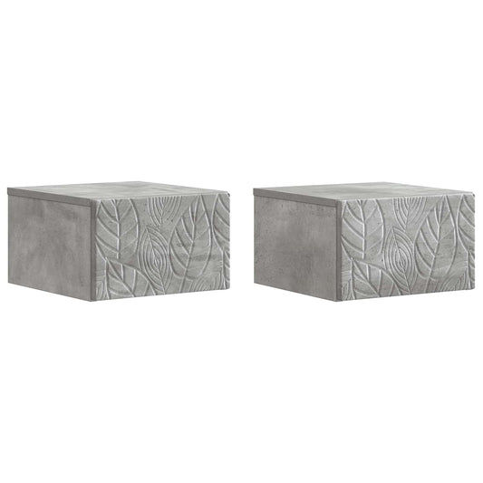 vidaXL Wall-Mounted Bedside Cabinet 2 pcs Concrete Grey
