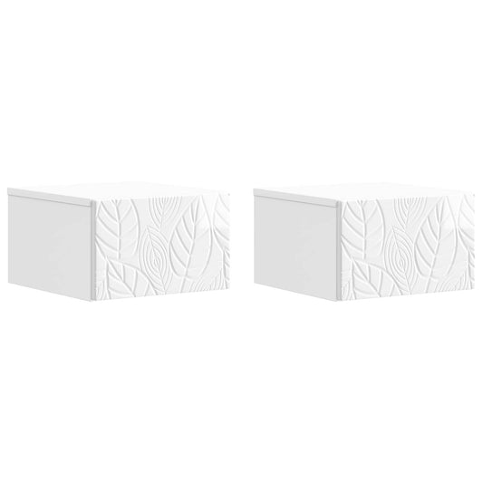 vidaXL Wall-Mounted Bedside Cabinet 2 pcs High Gloss White