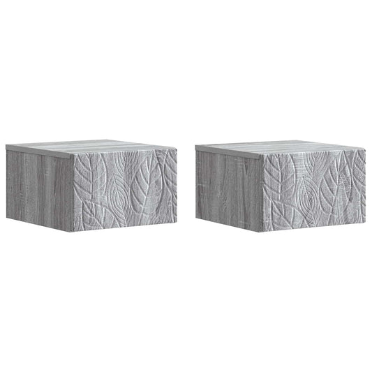 vidaXL Wall-Mounted Bedside Cabinet 2 pcs Grey Sonoma