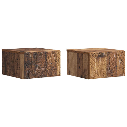 vidaXL Wall-Mounted Bedside Cabinet 2 pcs Old Wood 49 x 34.5 x 20 cm