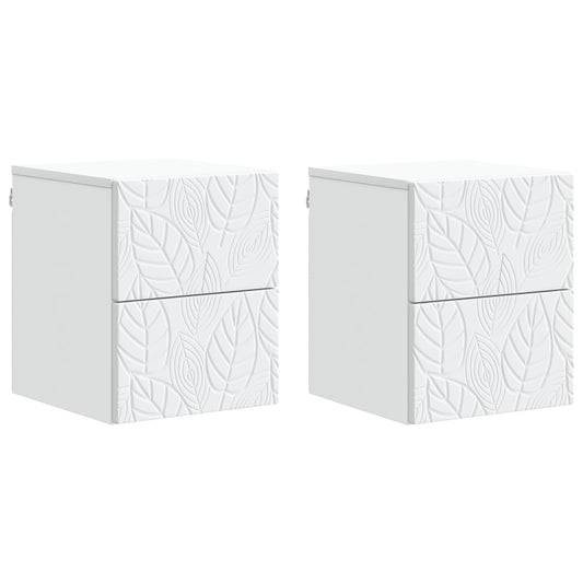 vidaXL Wall-Mounted Bedside Cabinet 2 pcs White 34.5 x 33 x 40 cm