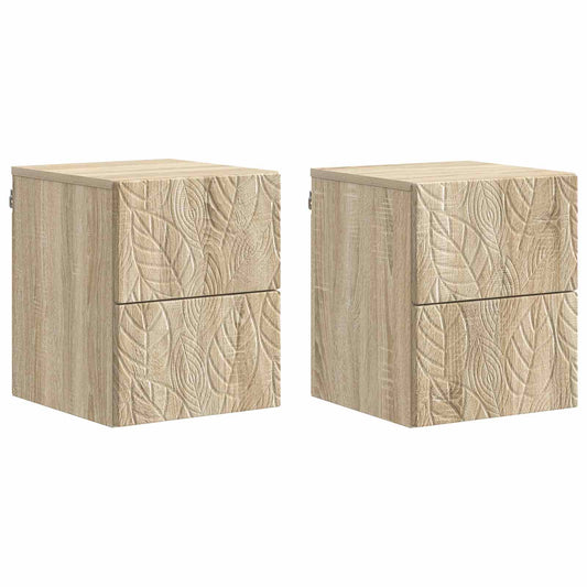 vidaXL Wall-Mounted Bedside Cabinet 2 pcs Sonoma Oak 34.5 x 33 x 40 cm