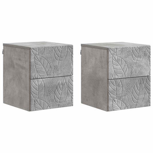 vidaXL Wall-Mounted Bedside Cabinet 2 pcs Concrete Grey