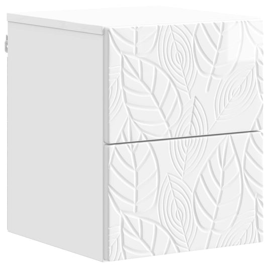 vidaXL Wall-Mounted Bedside Cabinet High Gloss White 34.5 x 33 x 40 cm