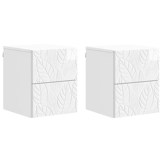 vidaXL Wall-Mounted Bedside Cabinet 2 pcs High Gloss White