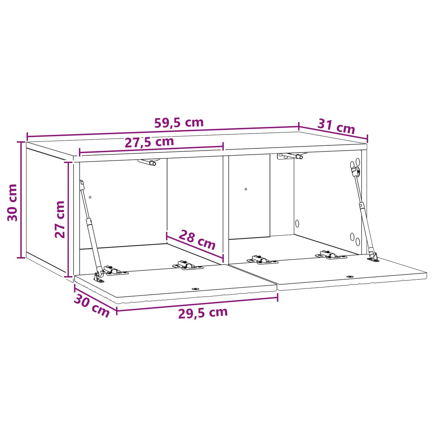 vidaXL Wall-Mounted TV Cabinet 59.5 x 31 cm Smoked Oak Engineered Wood