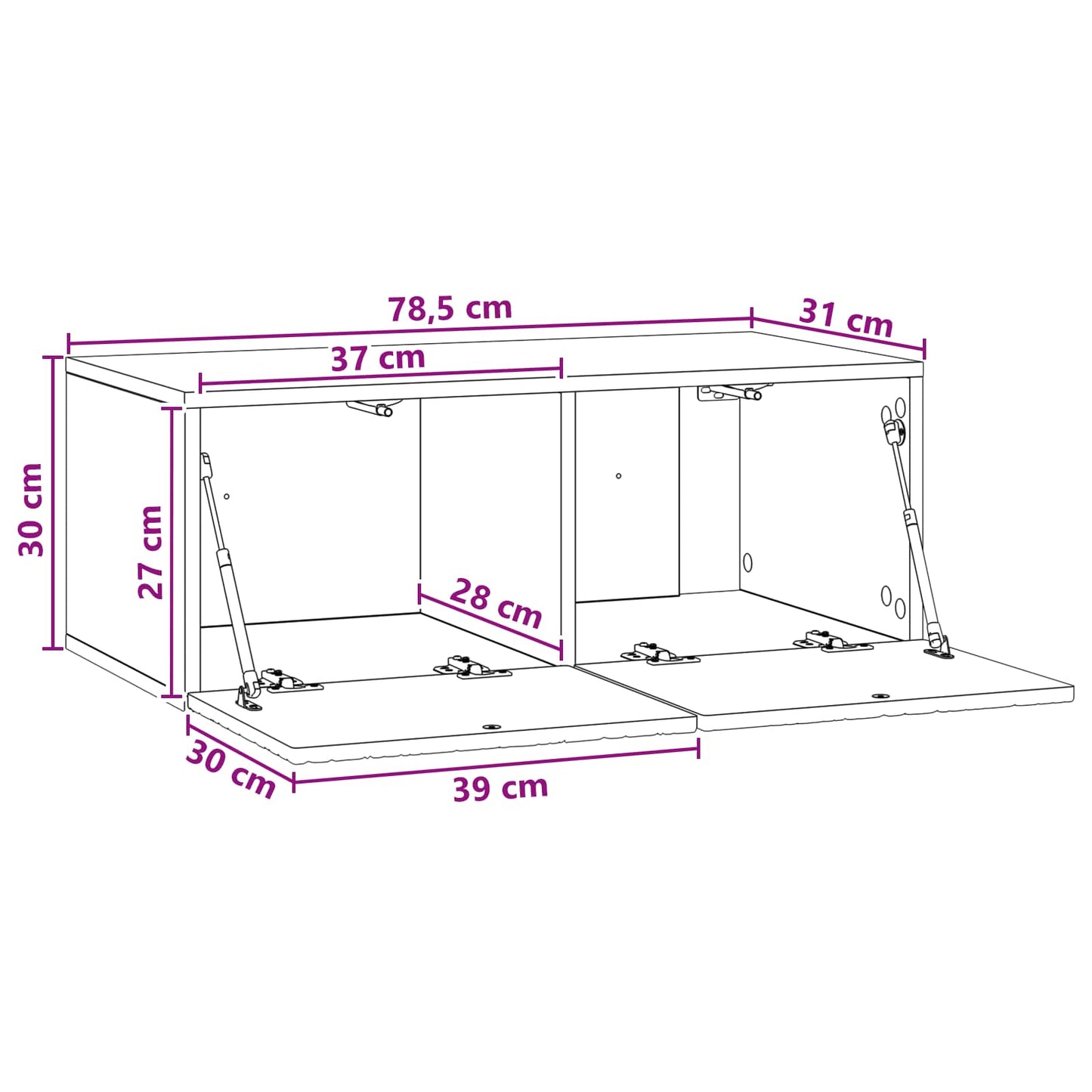 vidaXL Wall-Mounted TV Cabinet 78.5 x 31 cm White Engineered Wood