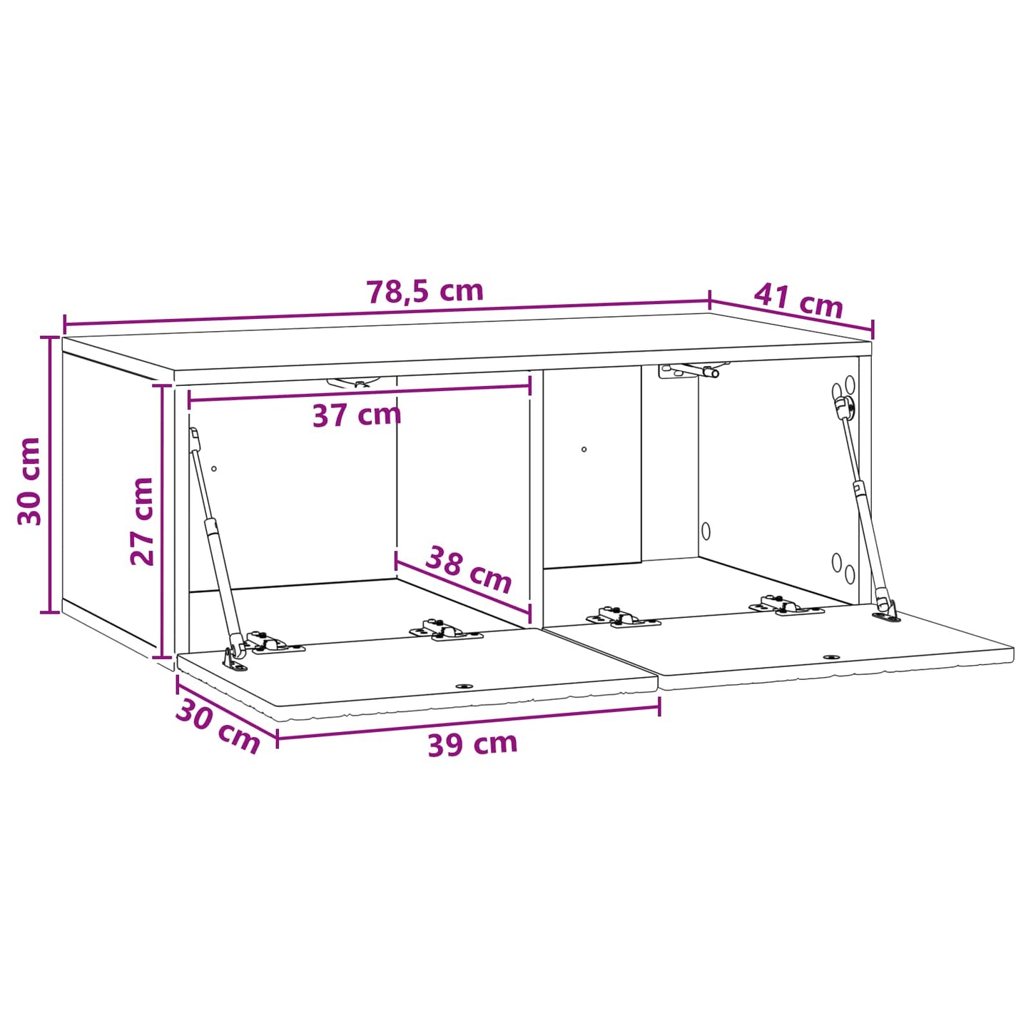 vidaXL Wall-Mounted TV Cabinet 78.5 x 31 cm Concrete Grey