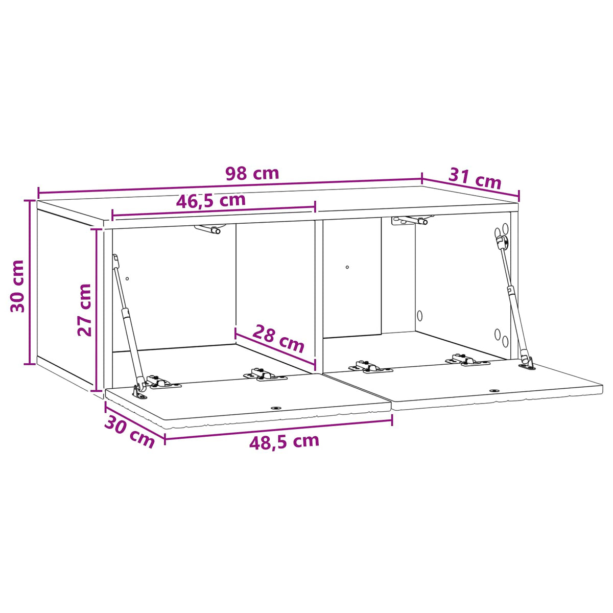 vidaXL Wall-Mounted TV Cabinet 98 x 31 cm High Gloss White