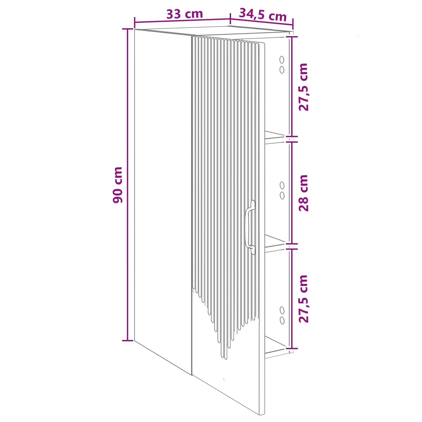 vidaXL Wall-Mounted Cabinet 33 x 34.5 x 90 cm Engineered Wood Black