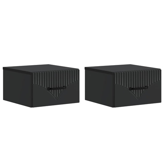 vidaXL Wall-Mounted Bedside Cabinet 2 pcs Black 34.5 x 33 x 20 cm