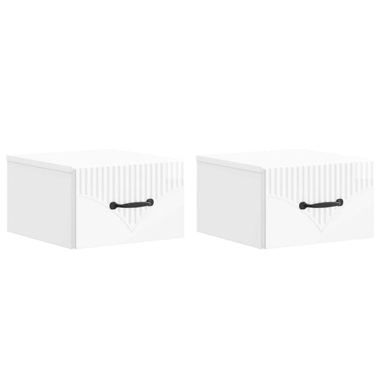 vidaXL Wall-Mounted Bedside Cabinet with Drawer 2 pcs High Gloss White
