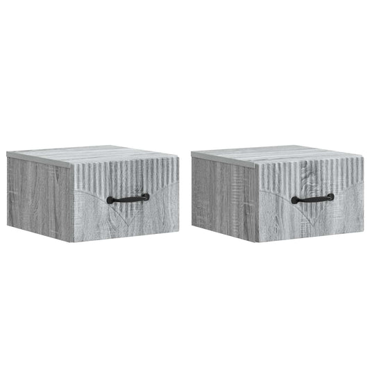 vidaXL Wall-Mounted Bedside Cabinet 2 pcs Grey Sonoma Engineered Wood