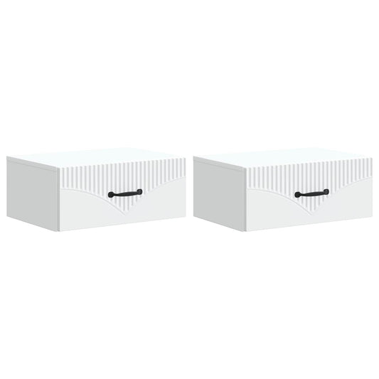 vidaXL Wall-Mounted Bedside Cabinet 2 pcs White 49 x 34.5 x 20 cm