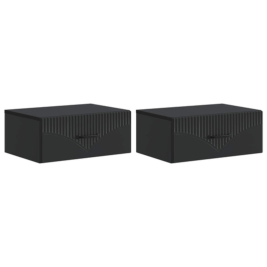 vidaXL Wall-Mounted Bedside Cabinet 2 pcs Black 49 x 34.5 x 20 cm