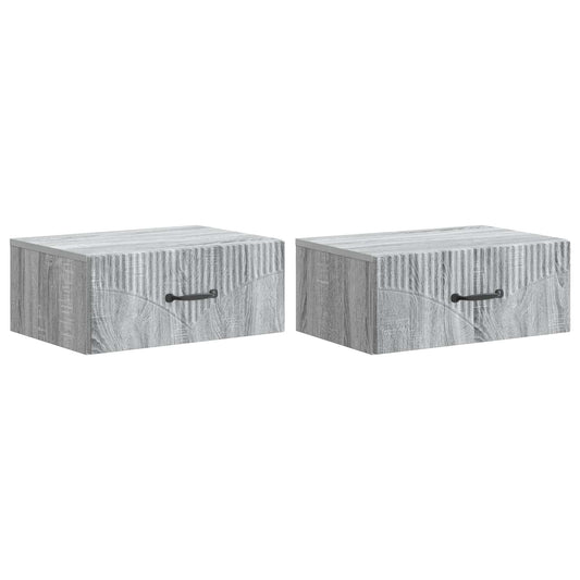 vidaXL Wall-Mounted Bedside Cabinet 2 pcs Grey Sonoma Engineered Wood