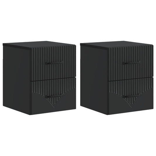 vidaXL Wall-Mounted Bedside Cabinet 2 pcs Black 34.5 x 33 x 40 cm