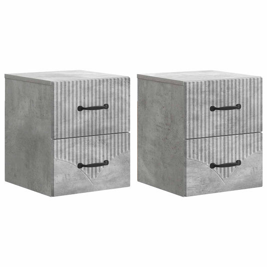 vidaXL Wall-Mounted Bedside Cabinet with Drawer 2 pcs Concrete Grey