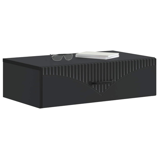 vidaXL Wall-Mounted Side Table Black 59 x 34.5 x 17 cm Engineered Wood