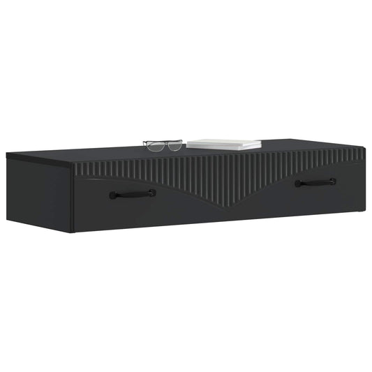 vidaXL Wall-Mounted Side Table Wall-mounted Black 87.5 x 34.5 x 17 cm