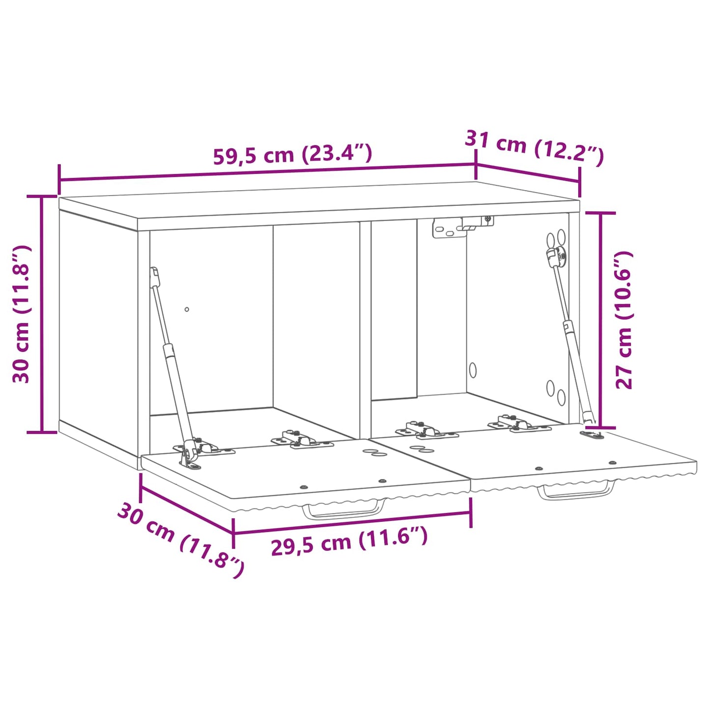 vidaXL Wall-Mounted TV Cabinet Old Wood 59.5 x 31 x 30 cm
