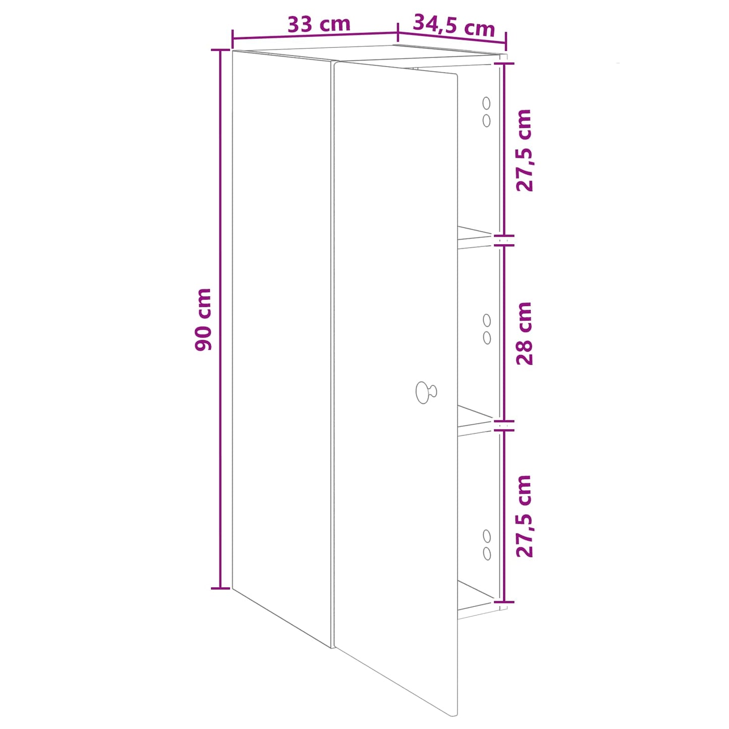 vidaXL Wall-Mounted Cabinet 33 x 34.5 x 90 cm Engineered Wood Black