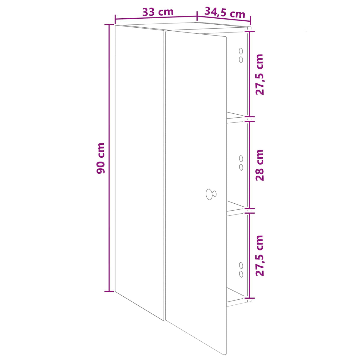 vidaXL Wall-Mounted Cabinet 33 x 34.5 x 90 cm Engineered Wood