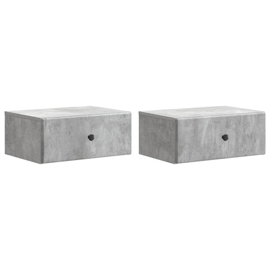 vidaXL Wall-Mounted Bedside Cabinet with Drawer 2 pcs Concrete Grey