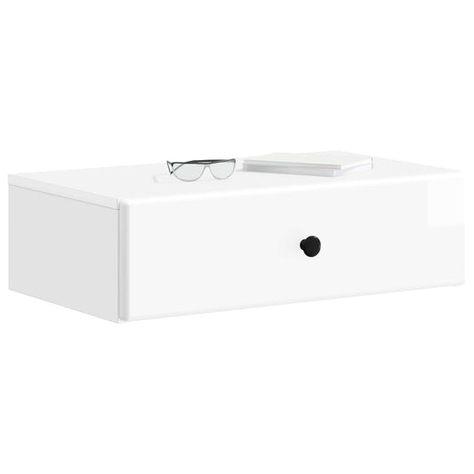 vidaXL Wall-Mounted Side Table High Gloss White 59 x 34.5 x 17 cm