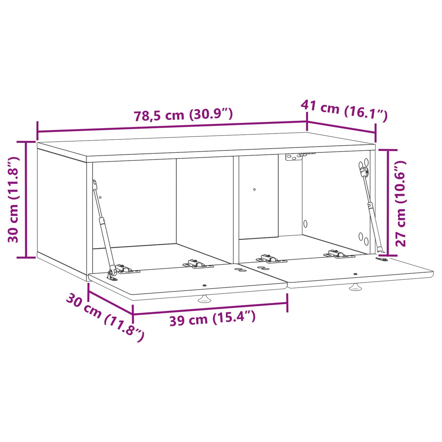 vidaXL Wall-Mounted TV Cabinet 78.5 x 41 x 30 cm Sonoma Oak