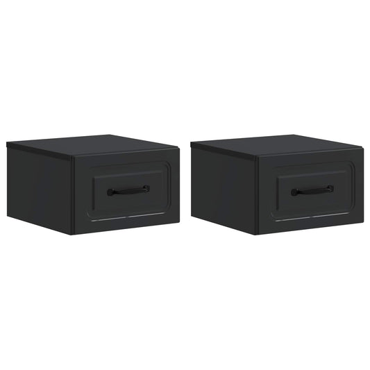 vidaXL Wall-Mounted Bedside Cabinet 2 pcs Black 34.5 x 33 x 20 cm